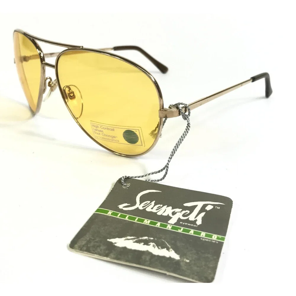 Vintage Serengeti Sunglasses 5123M Kilimanjaro Aviator Yellow Photochromic 58 mm